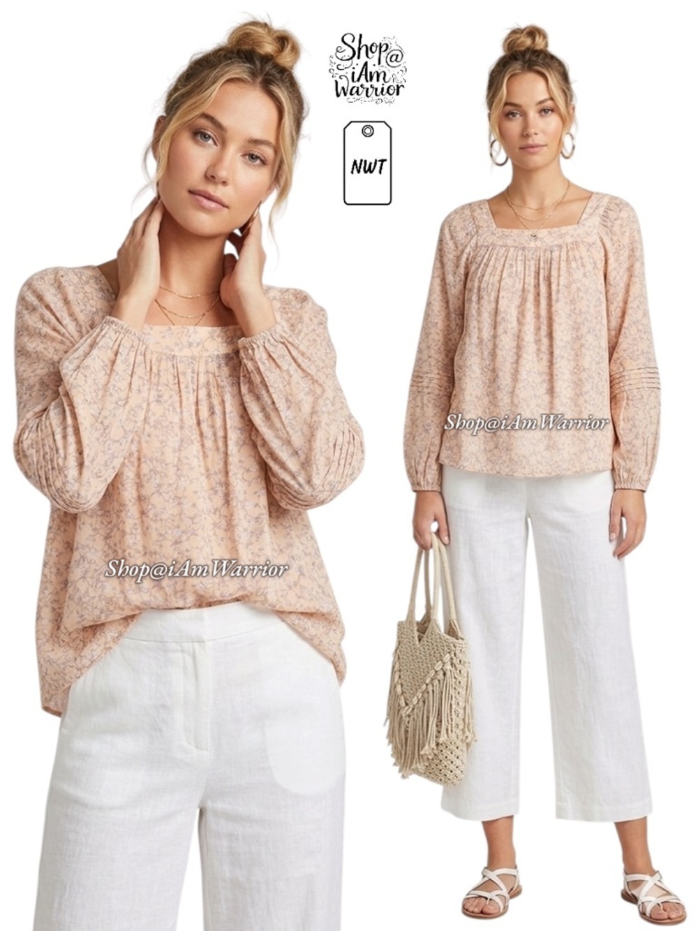 LC Lauren Conrad NWT blush floral peasant blouse *shop@iamwarrior